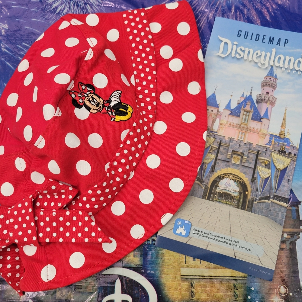 DisneyParks Disneyland Minnie Mouse Toddler Polka Dot Bucket Hat With Bow NEW